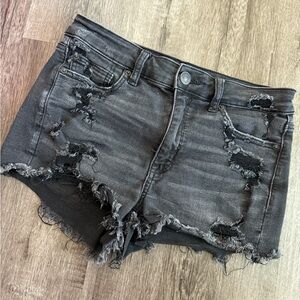 American Eagle Outfitters Black Distressed Jean Shorts